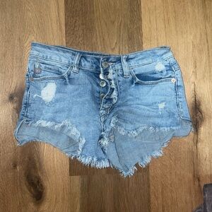 Multi Button Jean Shorts